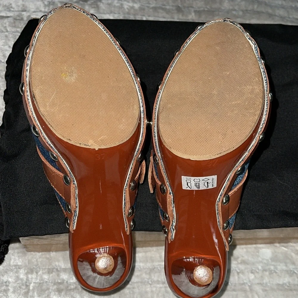 Dolce&Gabbana clogs heels 4” excellent condition denim n leather gorgeous sz 37 - Picture 7 of 8